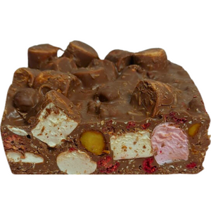 Rocky Road Raspberry and Macadamia Milk Chocolate Block 500g