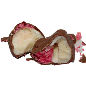 Frochies Strawberry and Cream chocolate coated freeze dried candy lollies