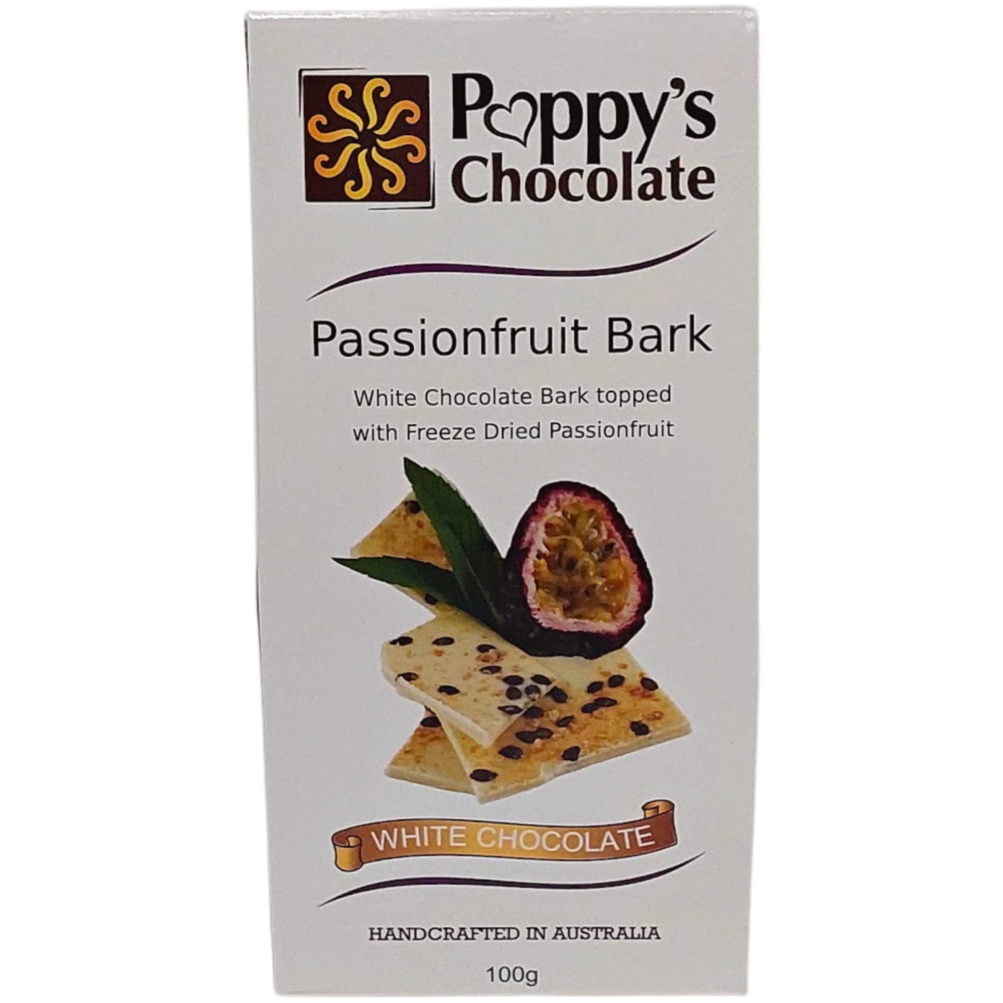 Passionfruit and White Chocolate Bark 100g