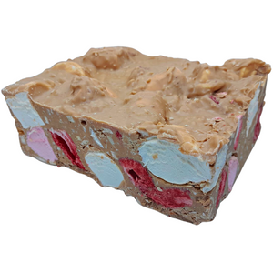 Rocky Road Strawberries and Almond Caramel Chocolate Block 500g